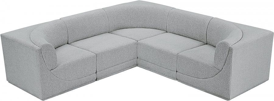 Ollie 98" Boucle Fabric Upholstered 5pc. Modular Sectional Grey