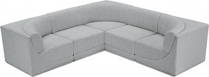 Ollie 98" Boucle Fabric Upholstered 5pc. Modular Sectional Grey