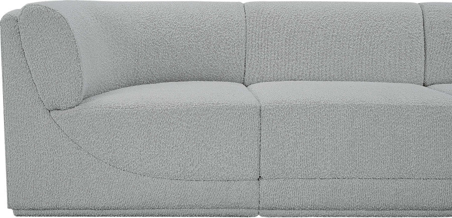 Ollie 98" Boucle Fabric Upholstered 5pc. Modular Sectional Grey