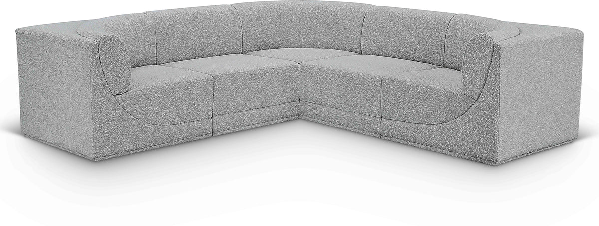 Ollie 98" Boucle Fabric Upholstered 5pc. Modular Sectional Grey