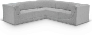 Ollie 98" Boucle Fabric Upholstered 5pc. Modular Sectional Grey