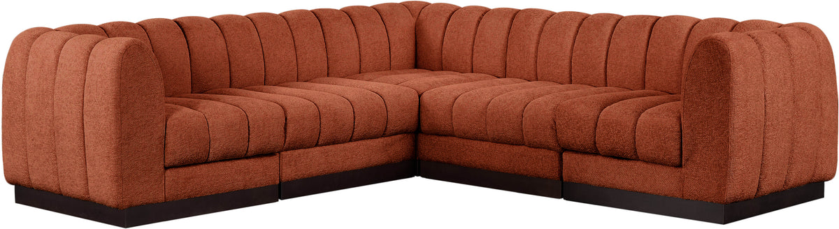Quinn 101" Chenille Fabric Upholstered 5pc. Modular Sectional Cognac