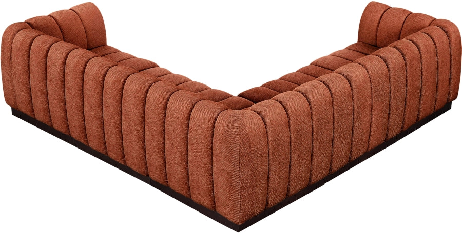 Quinn 101" Chenille Fabric Upholstered 5pc. Modular Sectional Cognac