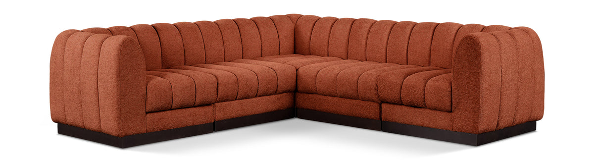 Quinn 101" Chenille Fabric Upholstered 5pc. Modular Sectional Cognac