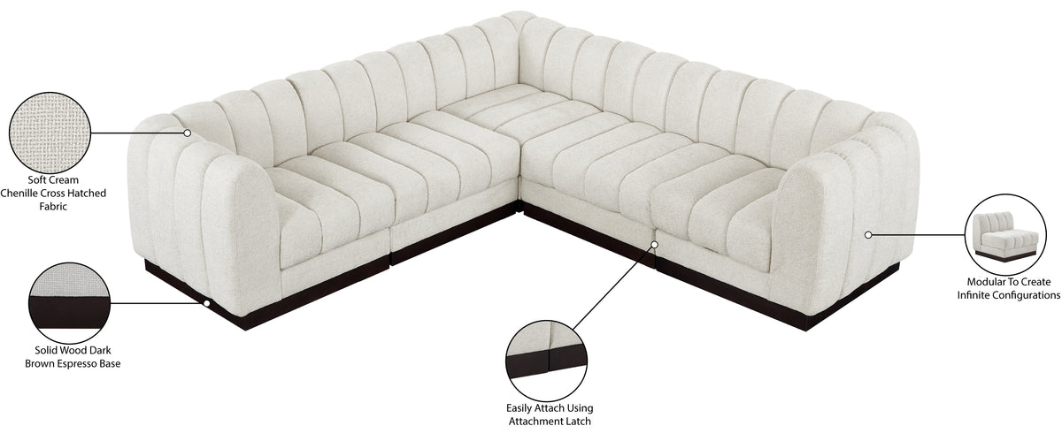 Quinn 101" Chenille Fabric Upholstered 5pc. Modular Sectional