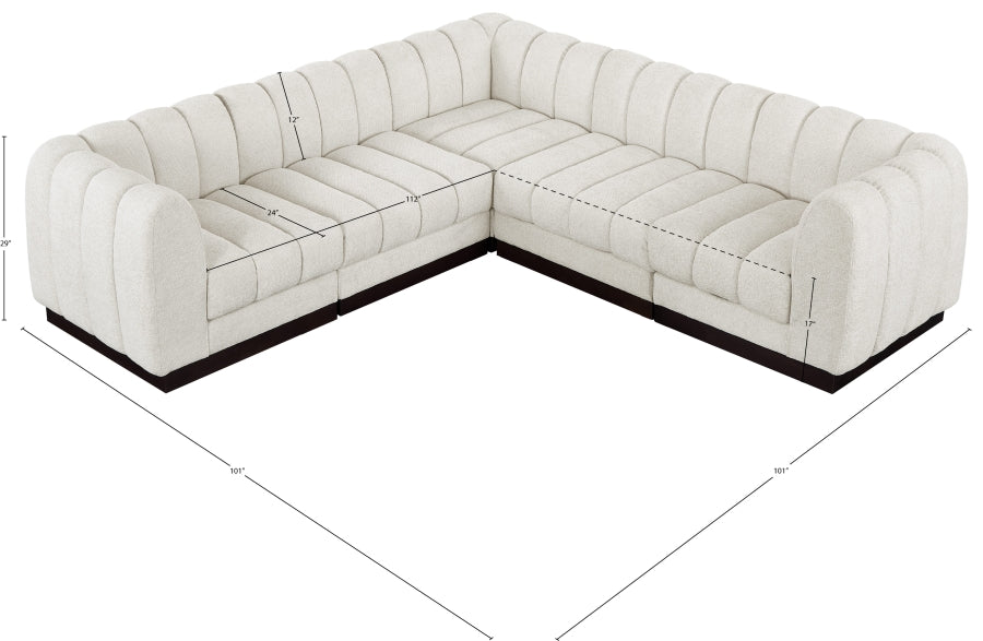 Quinn 101" Chenille Fabric Upholstered 5pc. Modular Sectional