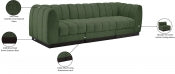 Quinn 101" Chenille Fabric Upholstered 3pc. Modular Sofa