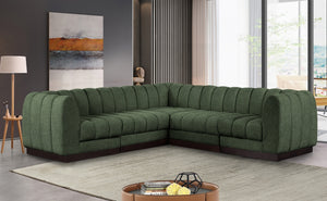 Quinn 101" Chenille Fabric Upholstered 5pc. Modular Sectional Green