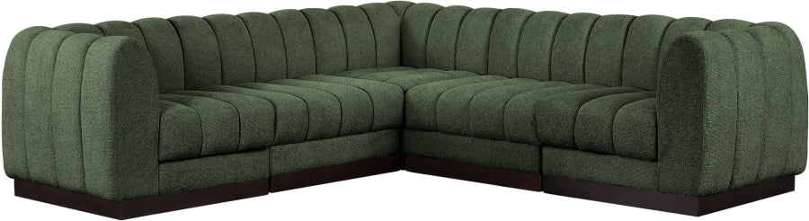 Quinn 101" Chenille Fabric Upholstered 5pc. Modular Sectional Green