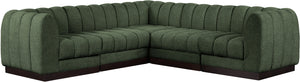 Quinn 101" Chenille Fabric Upholstered 5pc. Modular Sectional Green