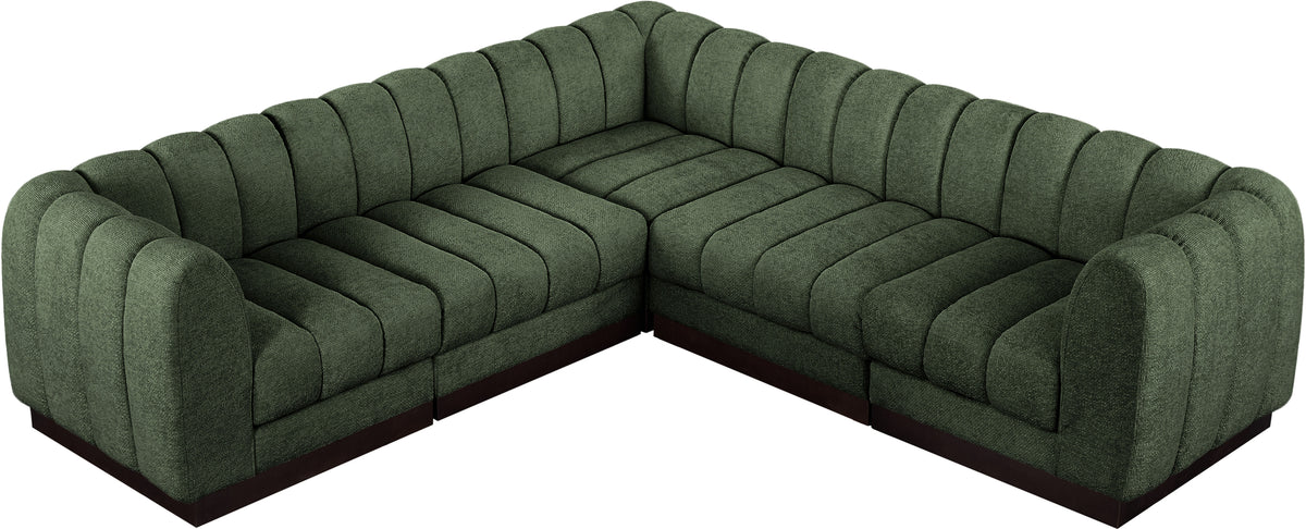 Quinn 101" Chenille Fabric Upholstered 5pc. Modular Sectional Green