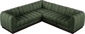 Quinn 101" Chenille Fabric Upholstered 5pc. Modular Sectional Green