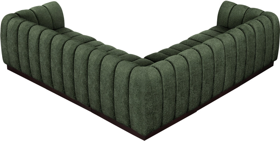 Quinn 101" Chenille Fabric Upholstered 5pc. Modular Sectional Green