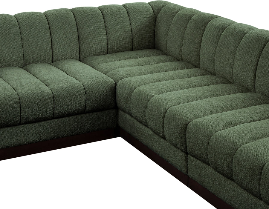 Quinn 101" Chenille Fabric Upholstered 5pc. Modular Sectional Green
