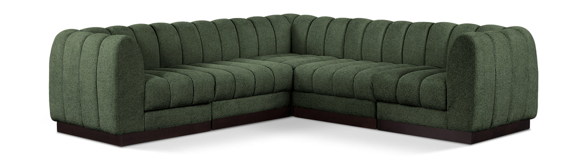 Quinn 101" Chenille Fabric Upholstered 5pc. Modular Sectional Green
