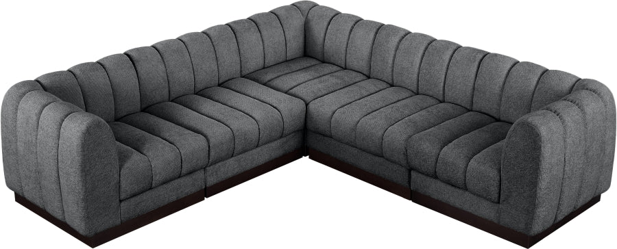 Quinn 101" Chenille Fabric Upholstered 5pc. Modular Sectional