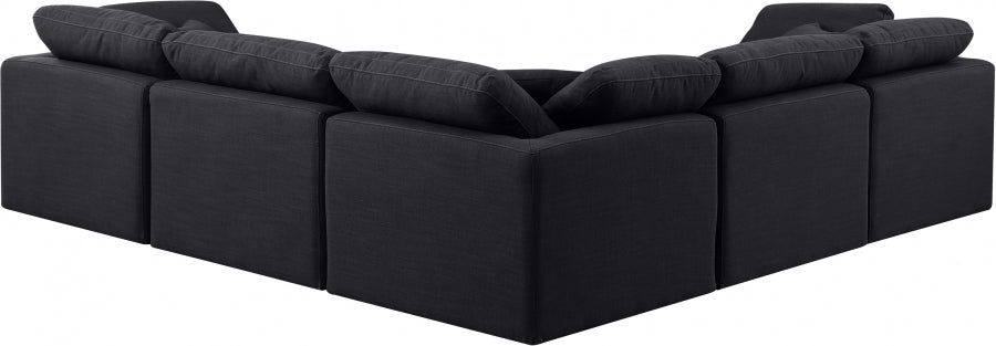 Indulge 105" Linen Textured Fabric Upholstered 5pc. Modular Sectional Black