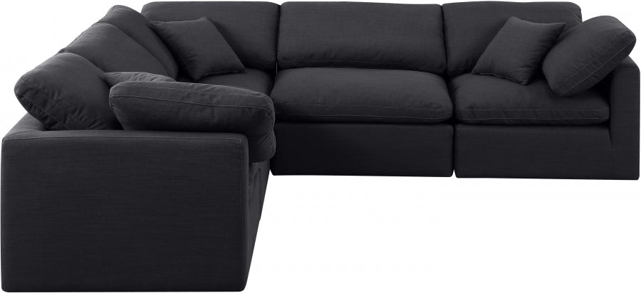 Indulge 105" Linen Textured Fabric Upholstered 5pc. Modular Sectional Black