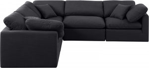 Indulge 105" Linen Textured Fabric Upholstered 5pc. Modular Sectional Black
