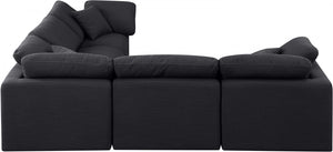 Indulge 105" Linen Textured Fabric Upholstered 5pc. Modular Sectional Black