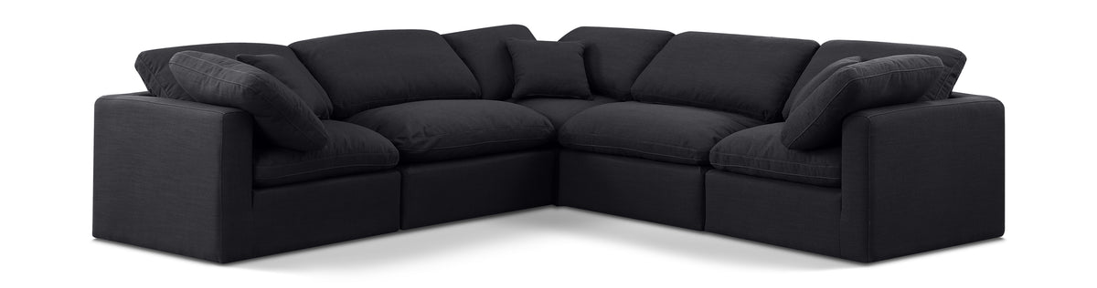 Indulge 105" Linen Textured Fabric Upholstered 5pc. Modular Sectional Black