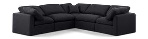 Indulge 105" Linen Textured Fabric Upholstered 5pc. Modular Sectional Black