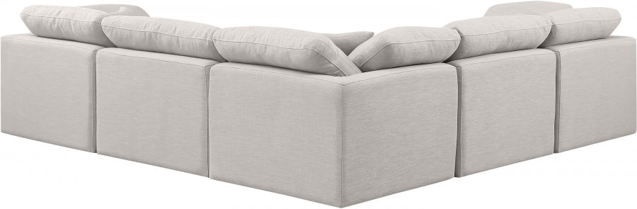 Indulge 105" Linen Textured Fabric Upholstered 5pc. Modular Sectional Cream