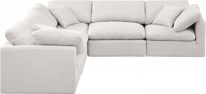 Indulge 105" Linen Textured Fabric Upholstered 5pc. Modular Sectional Cream