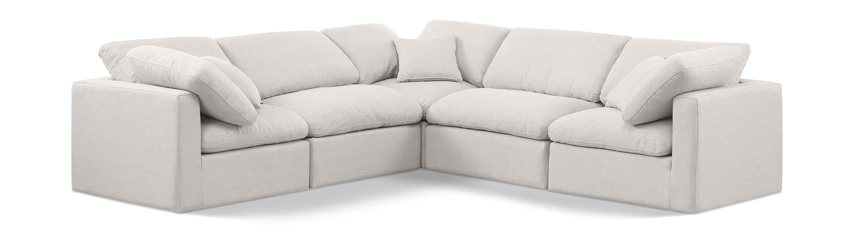 Indulge 105" Linen Textured Fabric Upholstered 5pc. Modular Sectional Cream