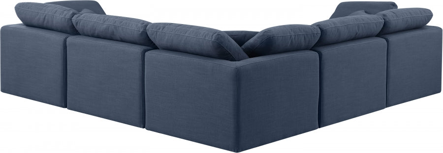 Indulge 105" Linen Textured Fabric Upholstered 5pc. Modular Sectional Navy Blue