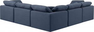 Indulge 105" Linen Textured Fabric Upholstered 5pc. Modular Sectional Navy Blue