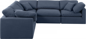 Indulge 105" Linen Textured Fabric Upholstered 5pc. Modular Sectional Navy Blue