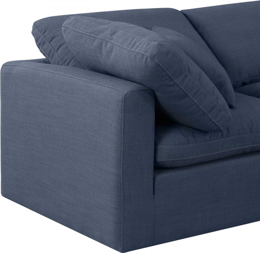 Indulge 105" Linen Textured Fabric Upholstered 5pc. Modular Sectional Navy Blue