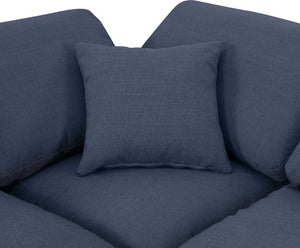 Indulge 105" Linen Textured Fabric Upholstered 5pc. Modular Sectional Navy Blue