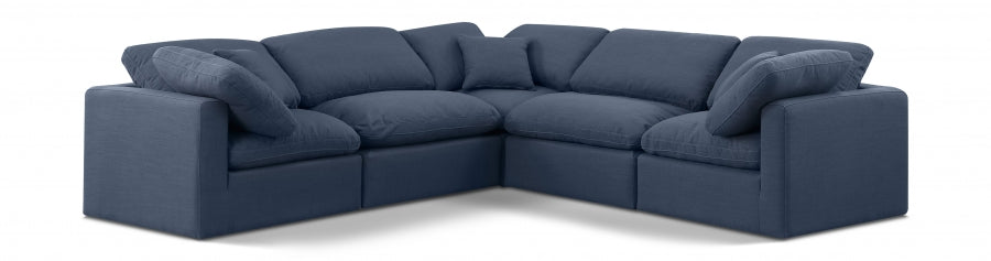 Indulge 105" Linen Textured Fabric Upholstered 5pc. Modular Sectional Navy Blue
