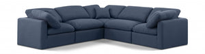 Indulge 105" Linen Textured Fabric Upholstered 5pc. Modular Sectional Navy Blue