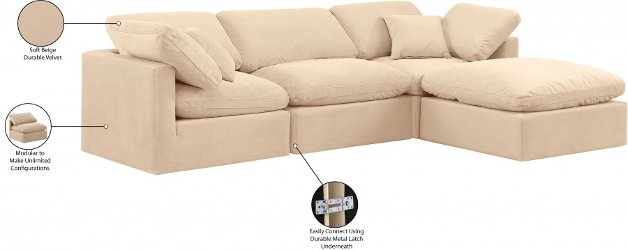 Indulge 105" Velvet Upholstered 4pc. Modular Sectional