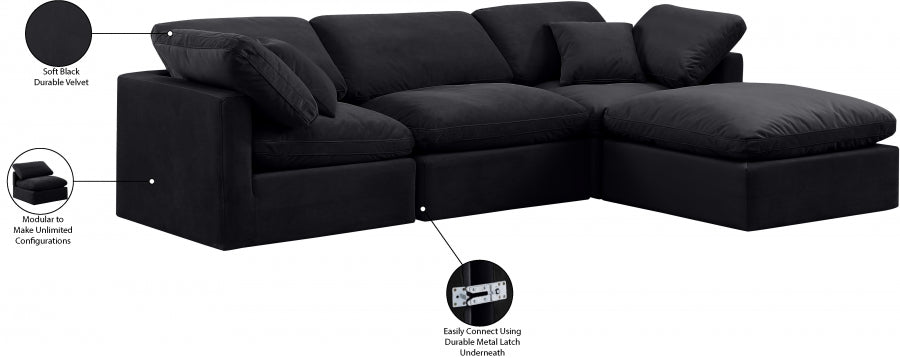 Indulge 105" Velvet Upholstered 4pc. Modular Sectional