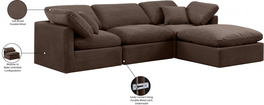 Indulge 105" Velvet Upholstered 4pc. Modular Sectional