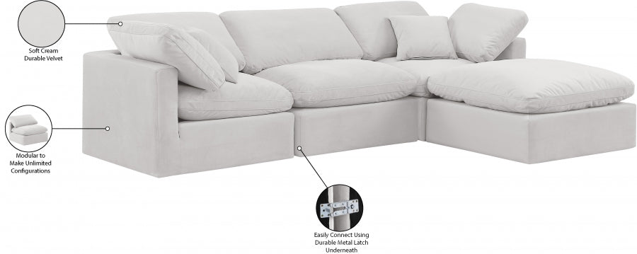 Indulge 105" Velvet Upholstered 4pc. Modular Sectional