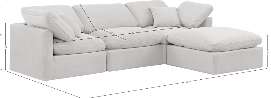 Indulge 105" Velvet Upholstered 4pc. Modular Sectional