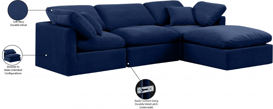 Indulge 105" Velvet Upholstered 4pc. Modular Sectional