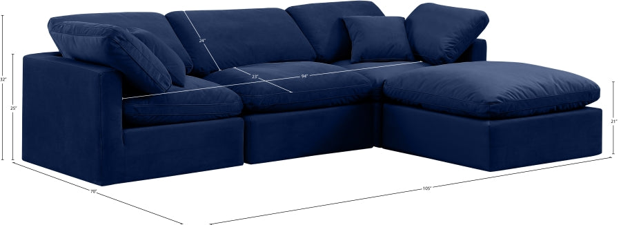 Indulge 105" Velvet Upholstered 4pc. Modular Sectional