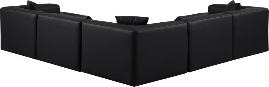 Cube 108" Vegan Leather Upholstered 5pc. Modular Sectional