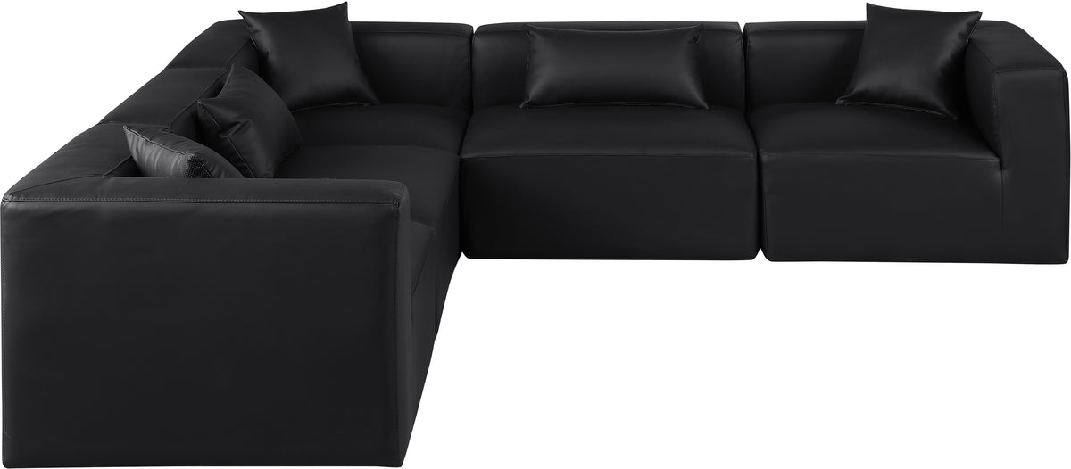 Cube 108" Vegan Leather Upholstered 5pc. Modular Sectional