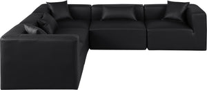 Cube 108" Vegan Leather Upholstered 5pc. Modular Sectional