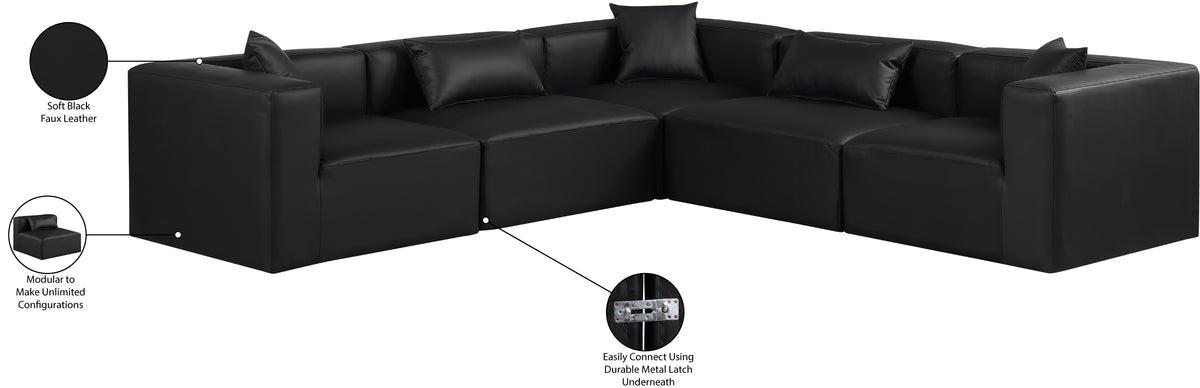 Cube 108" Vegan Leather Upholstered 5pc. Modular Sectional