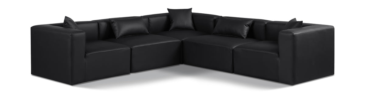 Cube 108" Vegan Leather Upholstered 5pc. Modular Sectional