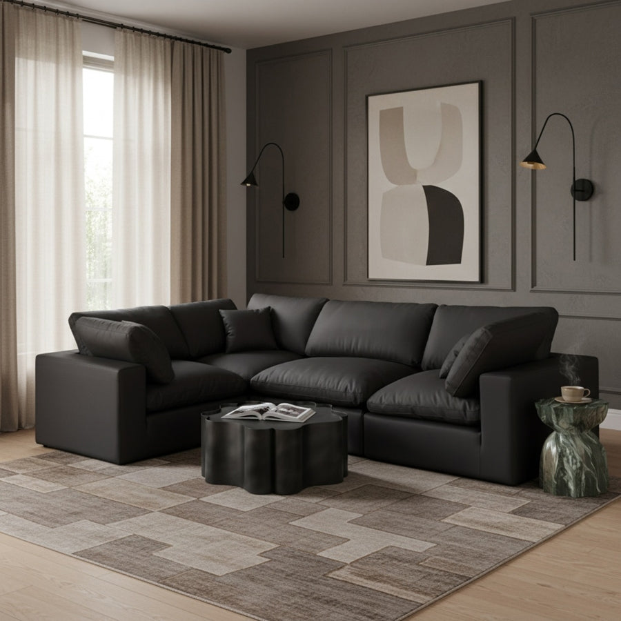 Comfy 119" Vegan Leather Upholstered 4pc. Modular Sectional