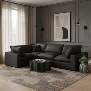 Comfy 119" Vegan Leather Upholstered 4pc. Modular Sectional